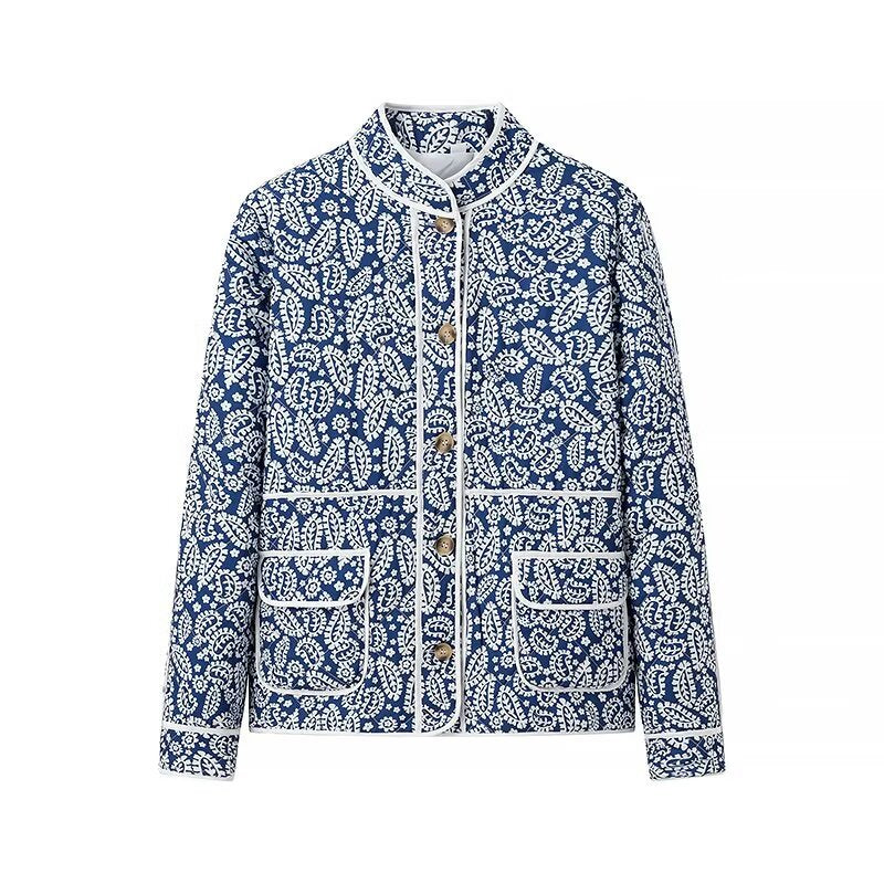 Autumn New Women's Printed Loose Fashion Top Cotton Jacket for Women