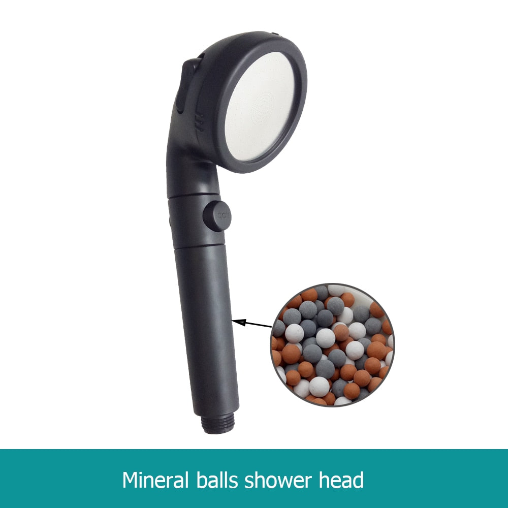 New Tourmaline balls Filter Shower Head Water saving 3 Modes adjustable SPA shower head on/off button high pressure shower