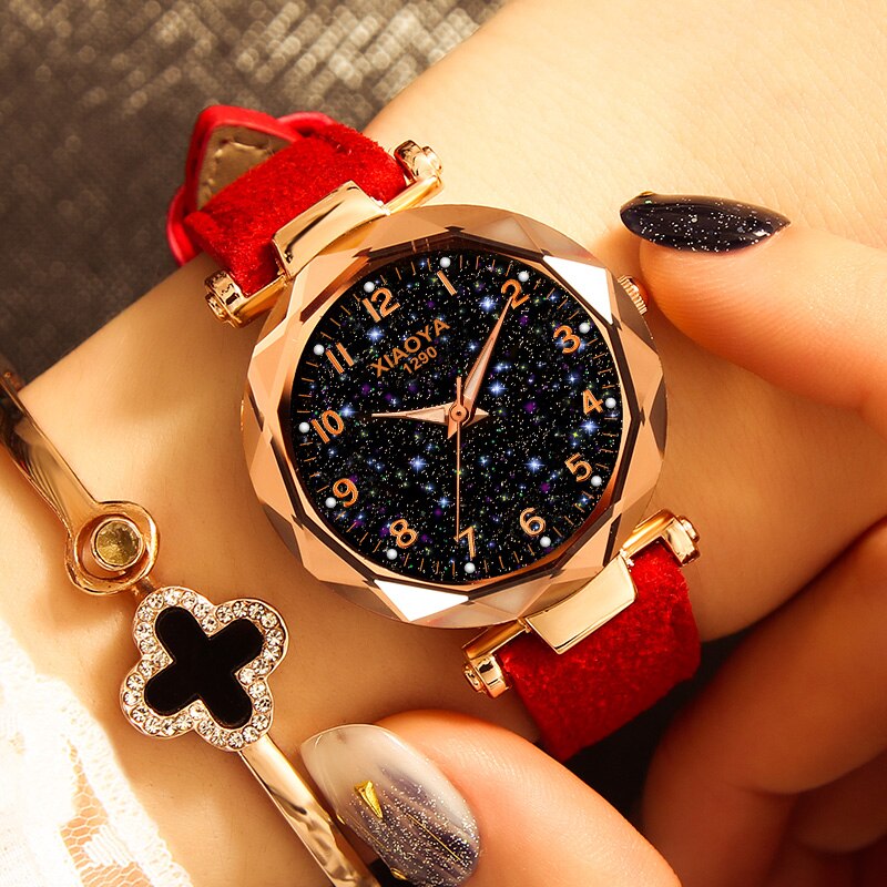 Women Watches  Best Sell Star Sky Dial Clock Luxury Rose Gold Women's Bracelet Quartz Wrist Watches New