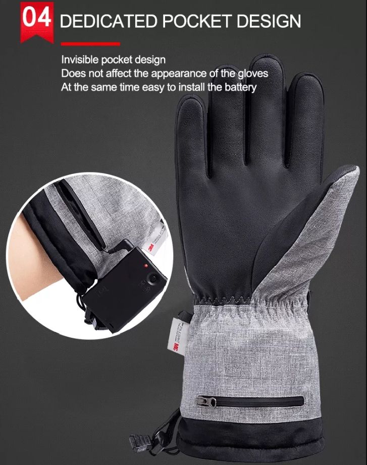 Intelligent Heating Gloves Full Fat Touch Screen Warm Waterproof Outdoor Motor Sports Electric Heating Ski Gloves