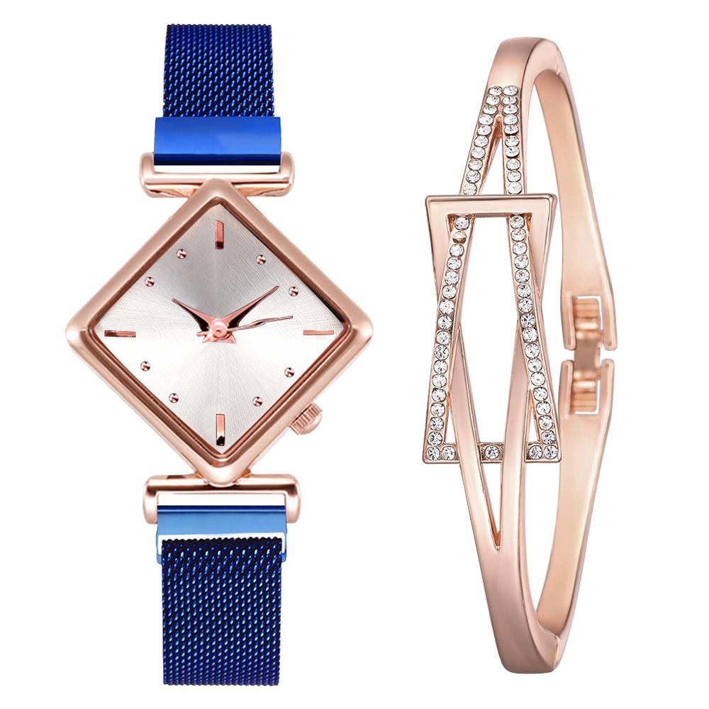 Women Square Watch Luxury Ladies Quartz Magnet Buckle Gradient Color Watches Relogio Feminino For Gift Clock