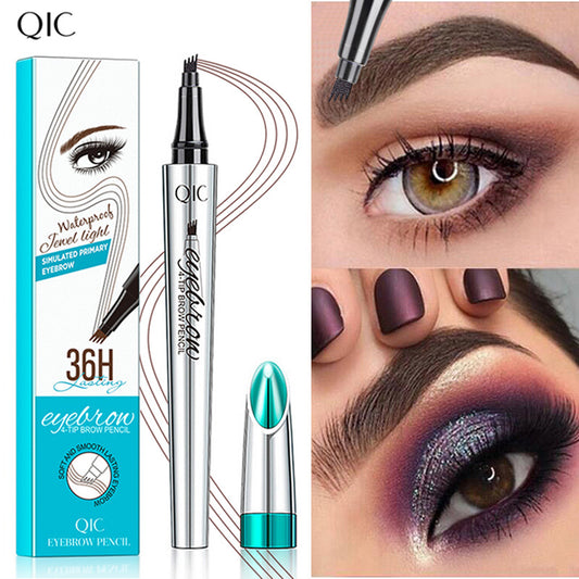 Imitation wild eyebrow waterproof and non smudging four claw forked liquid eyebrow pencil