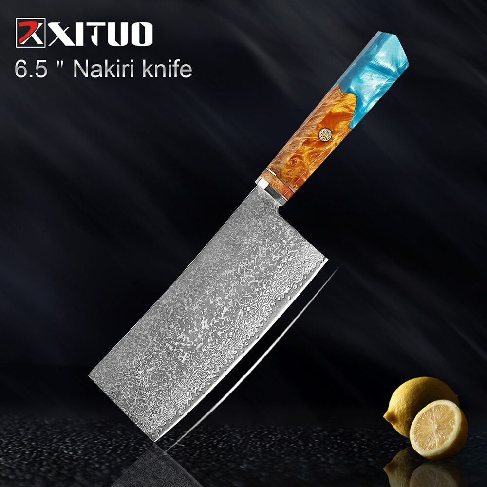 XITUO Damascus Knife Set Kitchen Knife Damascus Steel VG10 Chef Knife Santoku Knives Japanese Knife Home kitchen tools best gift