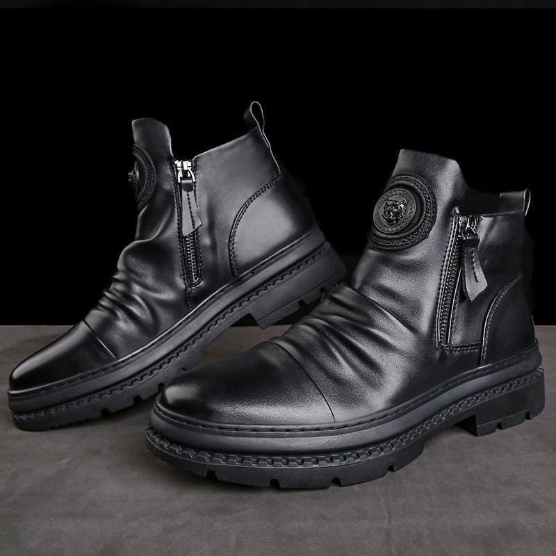 Men's versatile zipper shoes Korean version Martin boots men's casual shoes