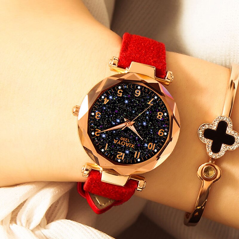 Women Watches  Best Sell Star Sky Dial Clock Luxury Rose Gold Women's Bracelet Quartz Wrist Watches New