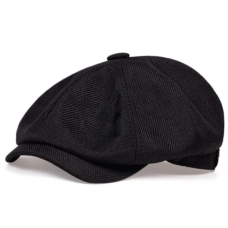 Octagonal hat men's spring and summer thin linen breathable duckbill hat men's retro beret painter hat