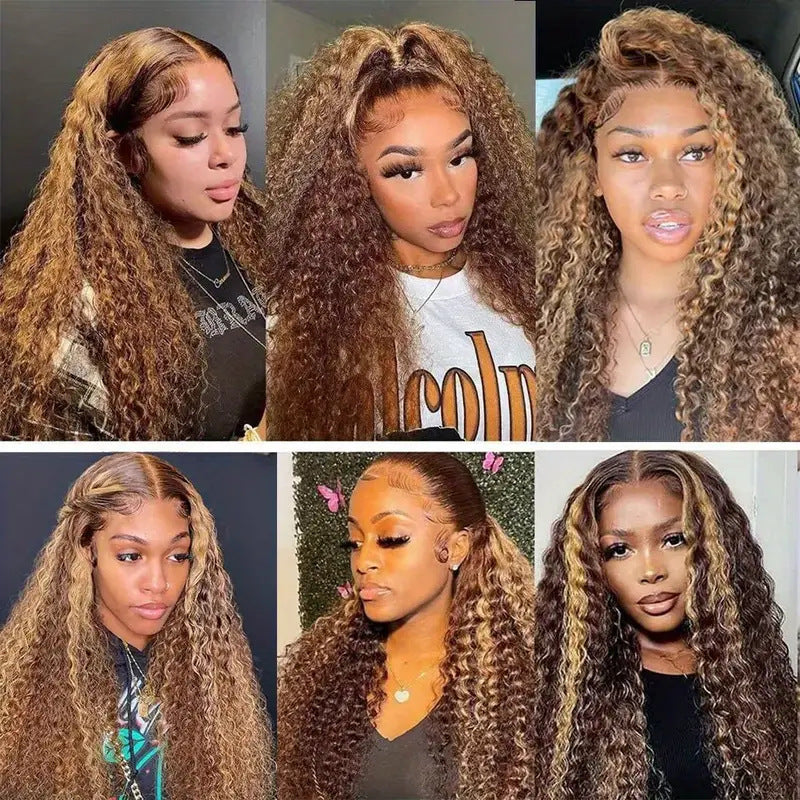 Lace Wigs 13x4 HD Transparent Water Wave Frontal Wigs Highlight Honey Blonde Water Wave Lace Wig