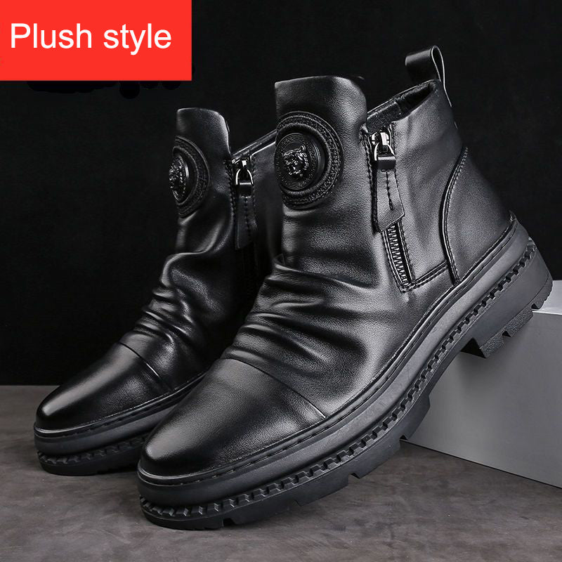 Men's versatile zipper shoes Korean version Martin boots men's casual shoes