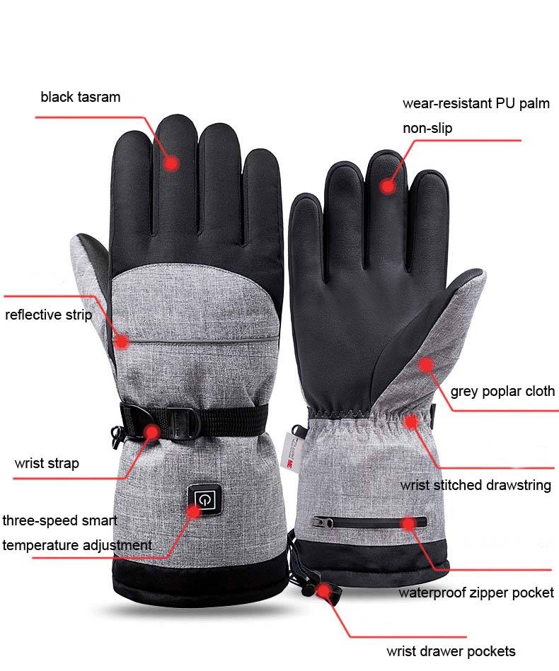 Intelligent Heating Gloves Full Fat Touch Screen Warm Waterproof Outdoor Motor Sports Electric Heating Ski Gloves