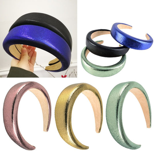 Bright Sponge Hair Hoop Wide Edge Thick Colored Shiny Silk Fabric Hair Accessories