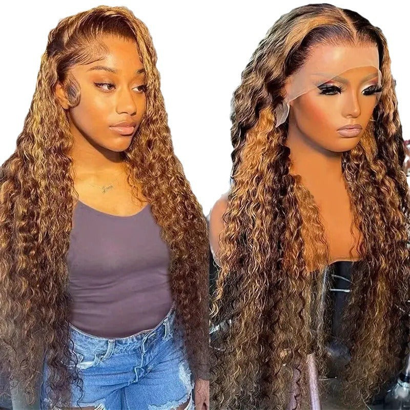 Lace Wigs 13x4 HD Transparent Water Wave Frontal Wigs Highlight Honey Blonde Water Wave Lace Wig