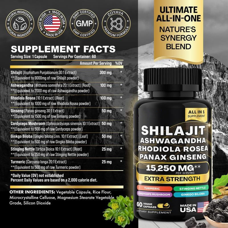 Sea moss Shilajit Frozen Collagen Peptide 2in1 Capsule Help Reduce Wrinkles