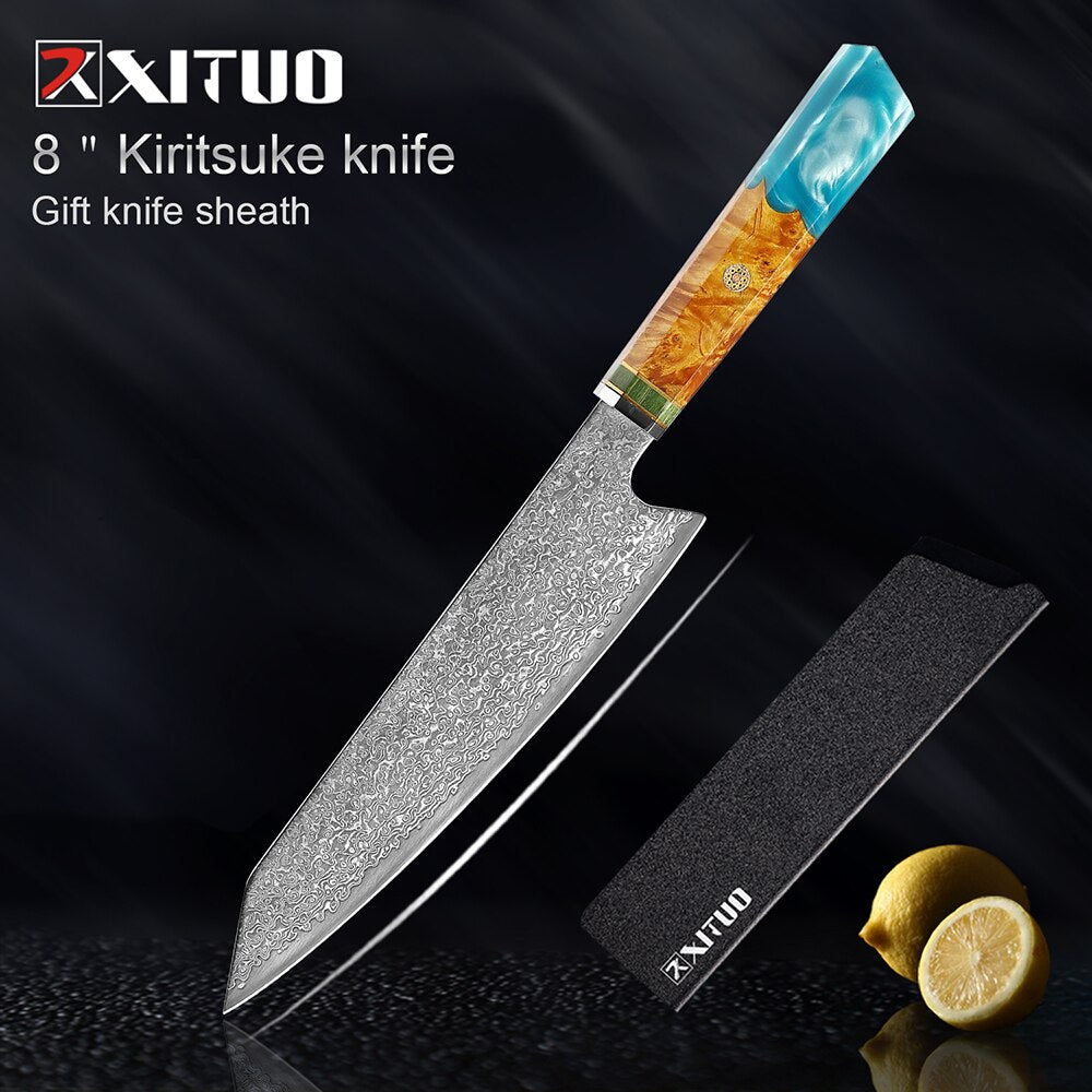 XITUO Damascus Knife Set Kitchen Knife Damascus Steel VG10 Chef Knife Santoku Knives Japanese Knife Home kitchen tools best gift