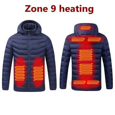 Men Winter Warm USB Heating Jackets Smart Thermostat Pure Color Hooded Heated Clothing Waterproof  Warm Jackets