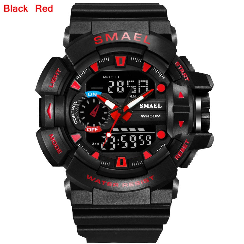 SMAEL 1436 Men Sports Watch Military Watches LED Quartz Dual Display Waterproof Outdoor Sport Men's Wristwatches Relogio Masculino