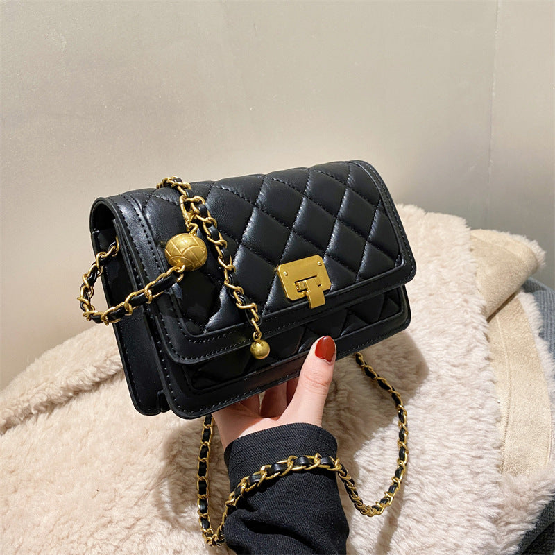 New Fashion Women's Bag PU Lingge Small Square Bag Simple Small Fragrance Chain One-shoulder Messenger Bag