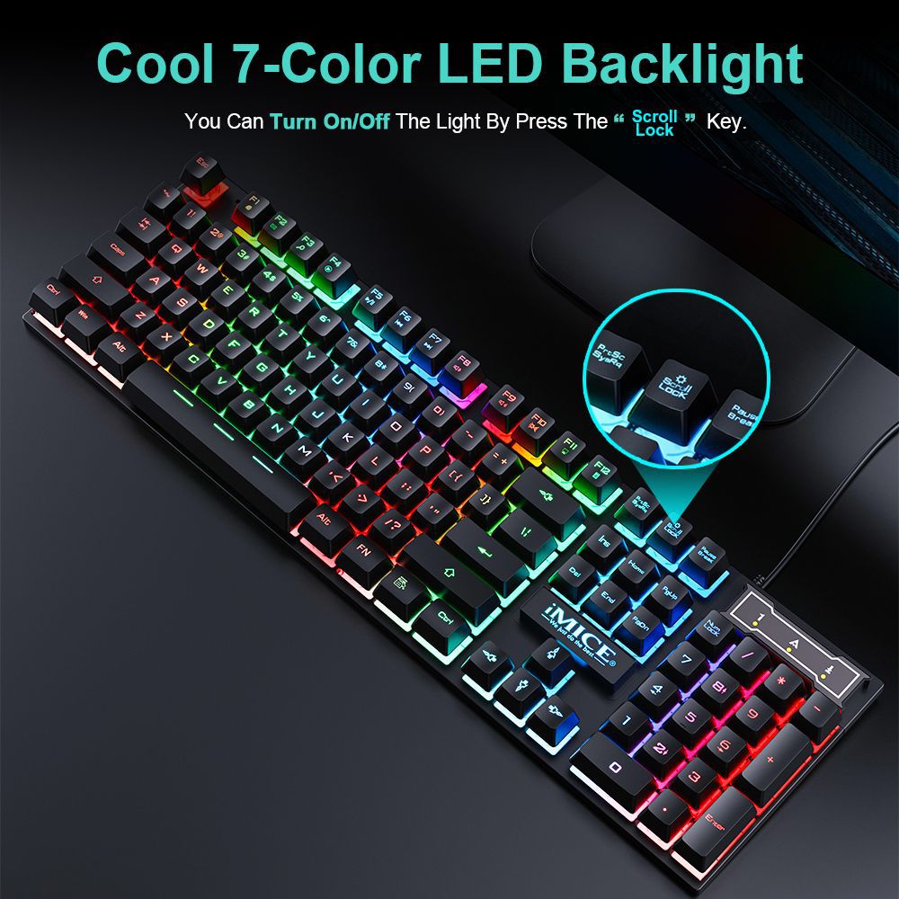 Wired gaming keyboard floating keycap rainbow backlit keyboard and mouse set AN-300