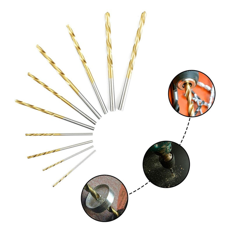 50Pcs Titanium Coated Drill Bits HSS High Speed Steel Drill Bits Set Tool High Quality Power Tools 1/1.5/2/2.5/3mm