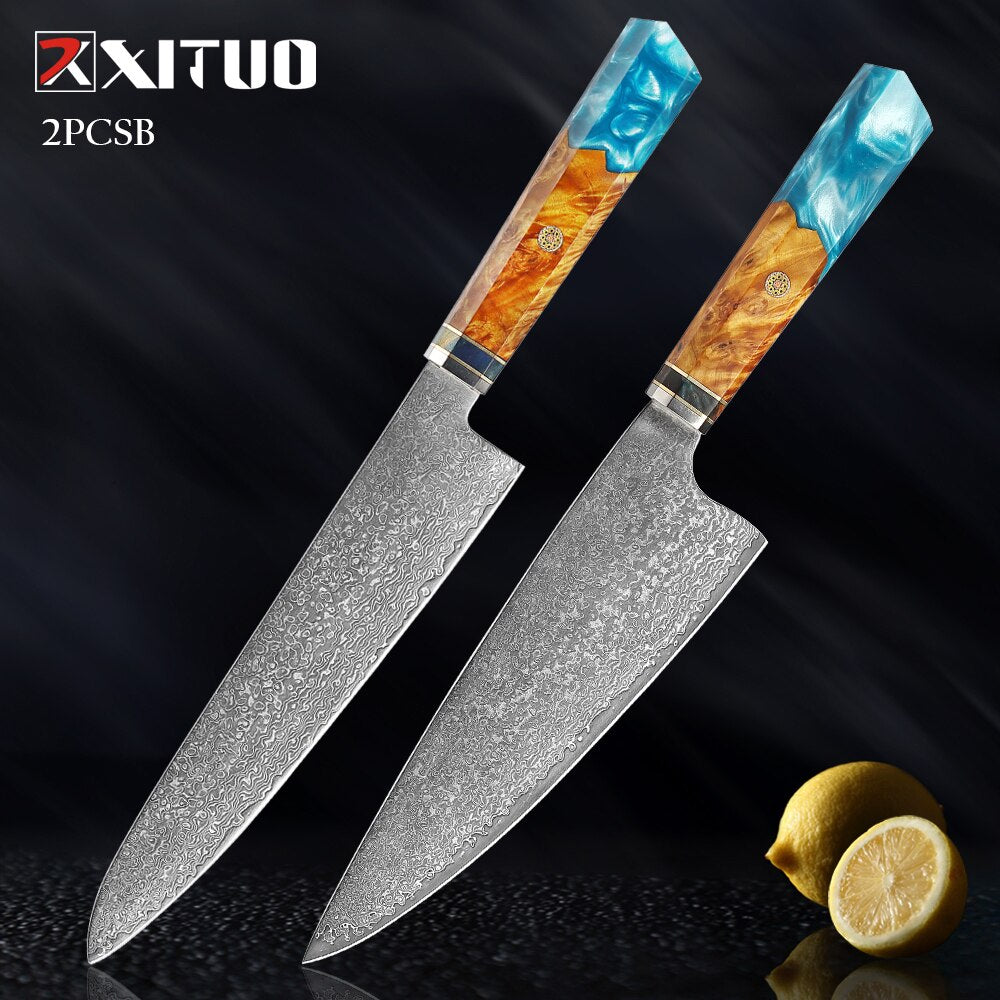 XITUO Damascus Knife Set Kitchen Knife Damascus Steel VG10 Chef Knife Santoku Knives Japanese Knife Home kitchen tools best gift