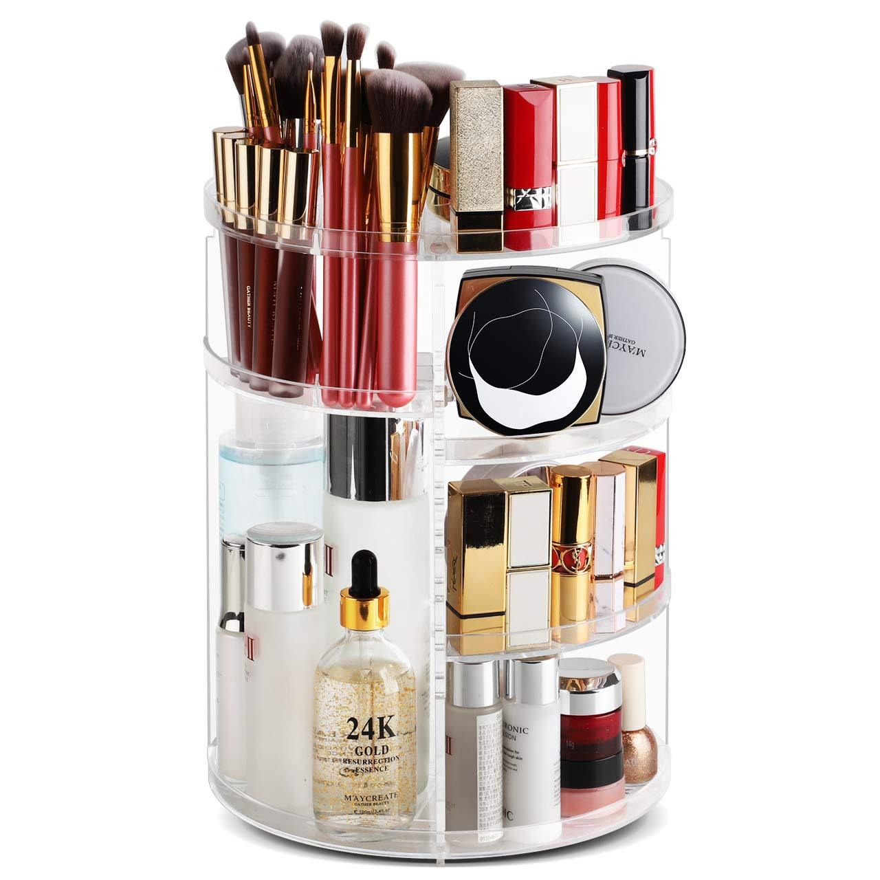 Rotating cosmetic storage box transparent desktop display rack makeup brush skincare product storage rack