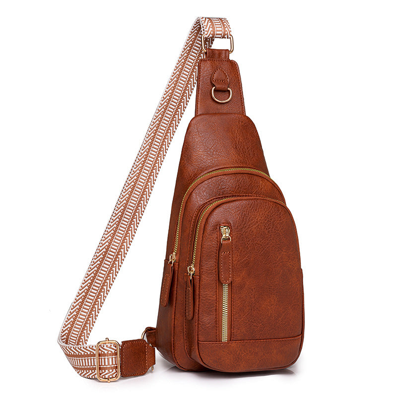 Retro Chest Bag Women's Texture Soft Leather Backpack  New Fashion Versatile Chest Bag Women's Casual One Shoulder Diagonal