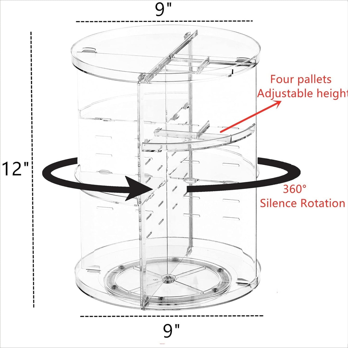 Rotating cosmetic storage box transparent desktop display rack makeup brush skincare product storage rack