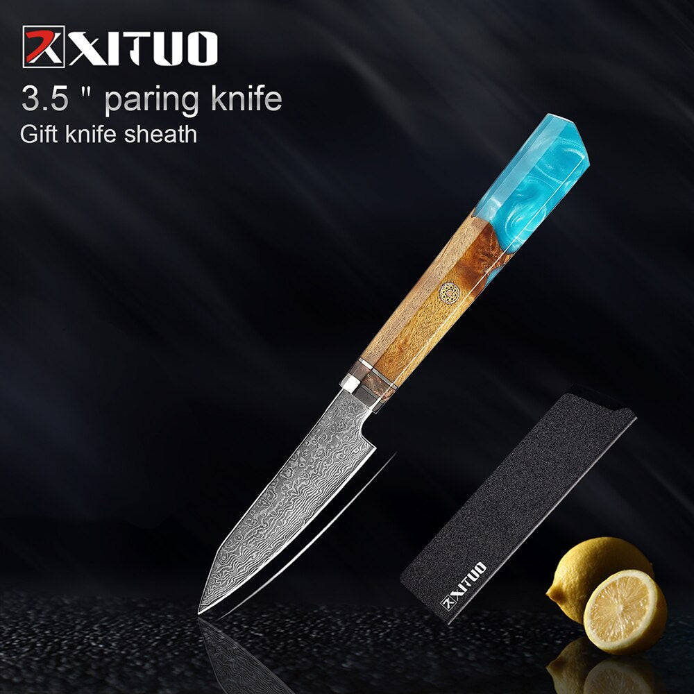 XITUO Damascus Knife Set Kitchen Knife Damascus Steel VG10 Chef Knife Santoku Knives Japanese Knife Home kitchen tools best gift