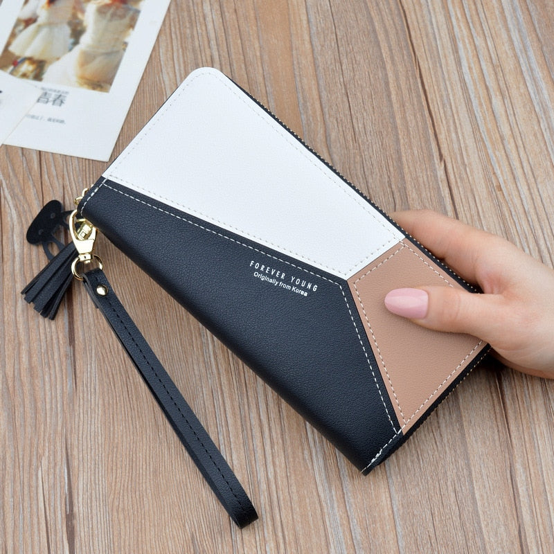 Luxury Brand Leather Wallets Women Long Zipper Coin Purses Tassel Design Clutch Wallets Female Money Bag Credit Card Holder