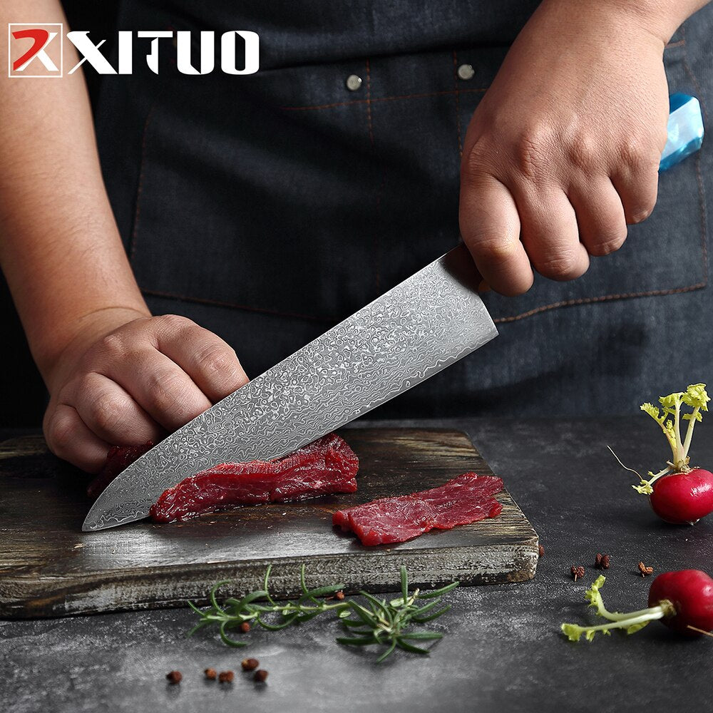 XITUO Damascus Knife Set Kitchen Knife Damascus Steel VG10 Chef Knife Santoku Knives Japanese Knife Home kitchen tools best gift