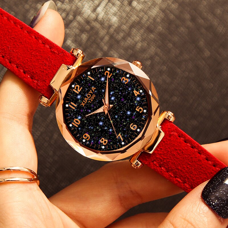 Women Watches  Best Sell Star Sky Dial Clock Luxury Rose Gold Women's Bracelet Quartz Wrist Watches New