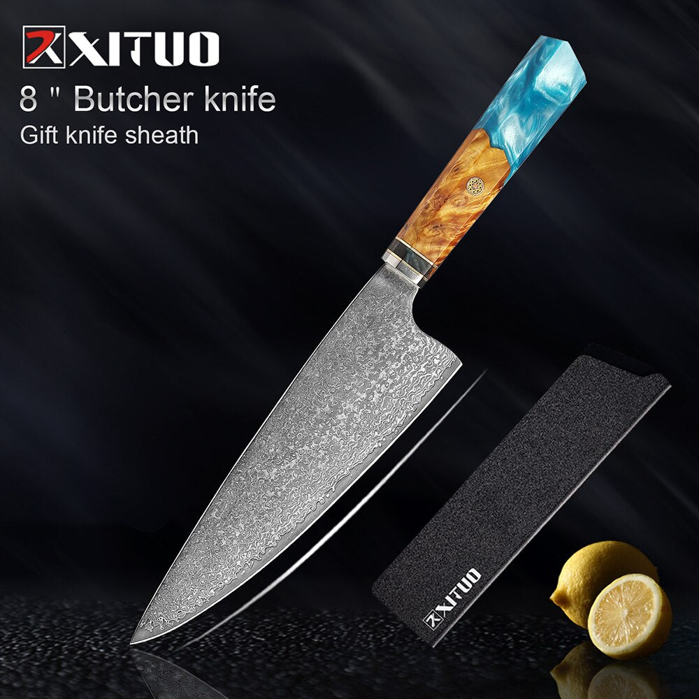 XITUO Damascus Knife Set Kitchen Knife Damascus Steel VG10 Chef Knife Santoku Knives Japanese Knife Home kitchen tools best gift