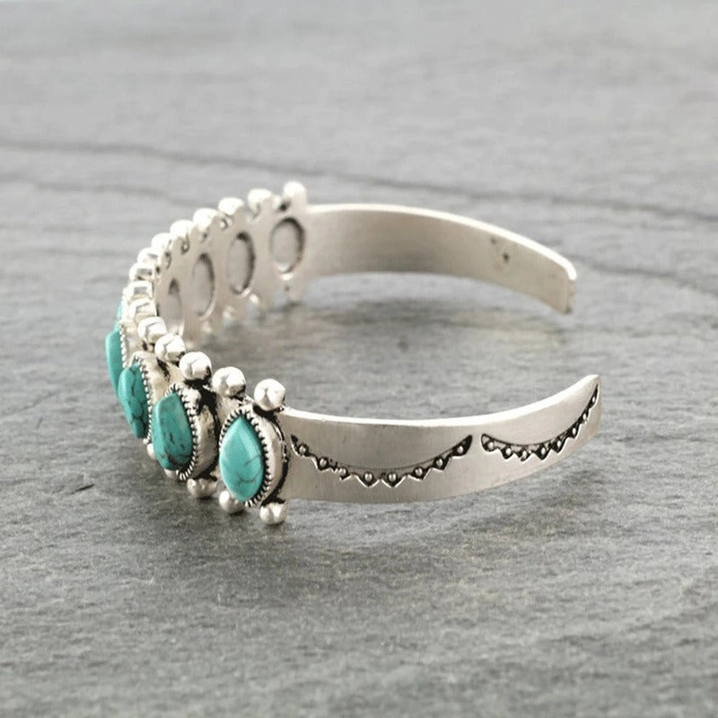 Bohemian Natural Turquoise Open Bracelet Antique Pattern Bracelet Bracelet Children