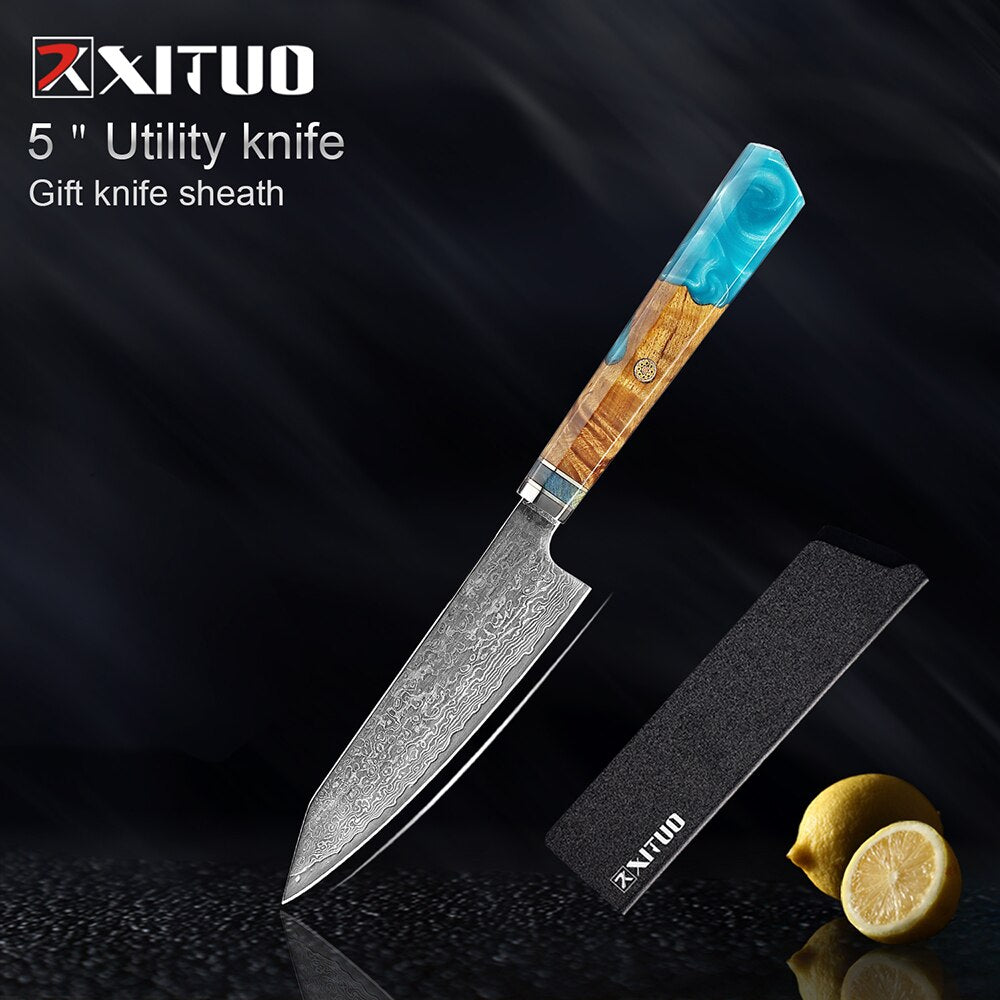 XITUO Damascus Knife Set Kitchen Knife Damascus Steel VG10 Chef Knife Santoku Knives Japanese Knife Home kitchen tools best gift