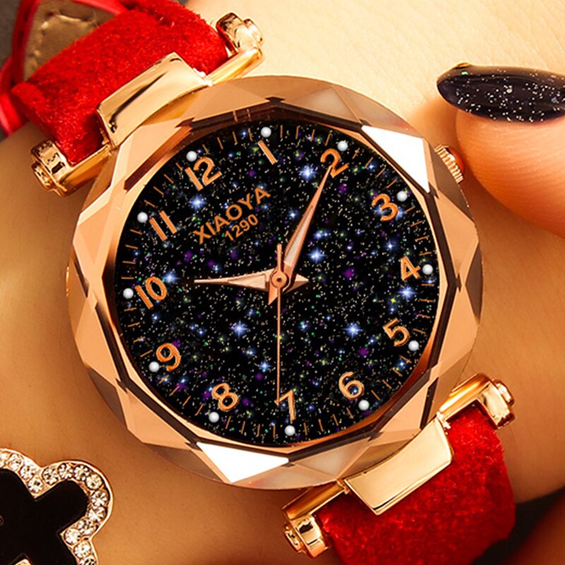 Women Watches  Best Sell Star Sky Dial Clock Luxury Rose Gold Women's Bracelet Quartz Wrist Watches New