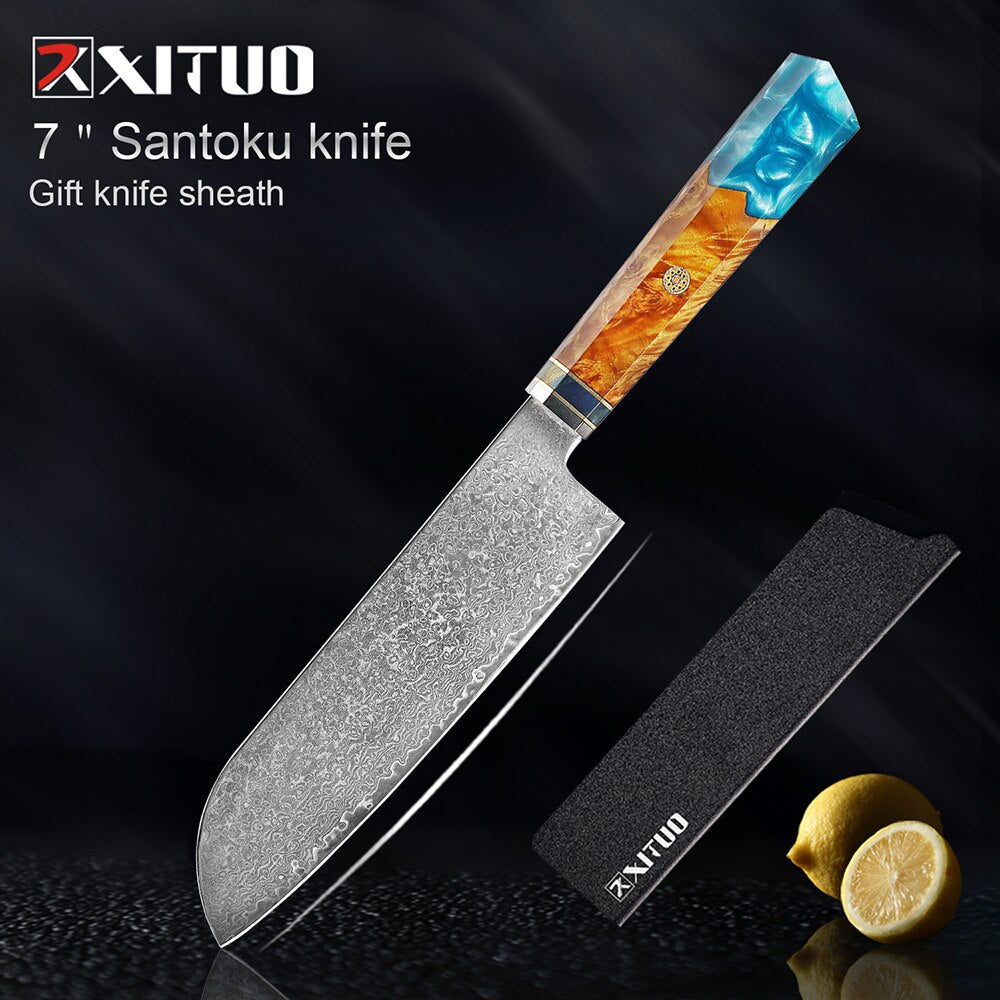 XITUO Damascus Knife Set Kitchen Knife Damascus Steel VG10 Chef Knife Santoku Knives Japanese Knife Home kitchen tools best gift