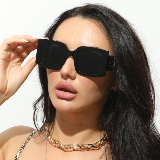 New Fashion Large Square Sunglasses Women's Wide Legs Multicolor Sunglasses