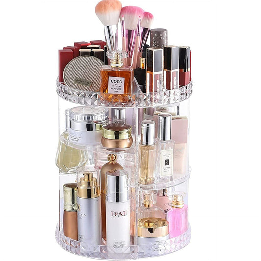 Rotating cosmetic storage box transparent desktop display rack makeup brush skincare product storage rack