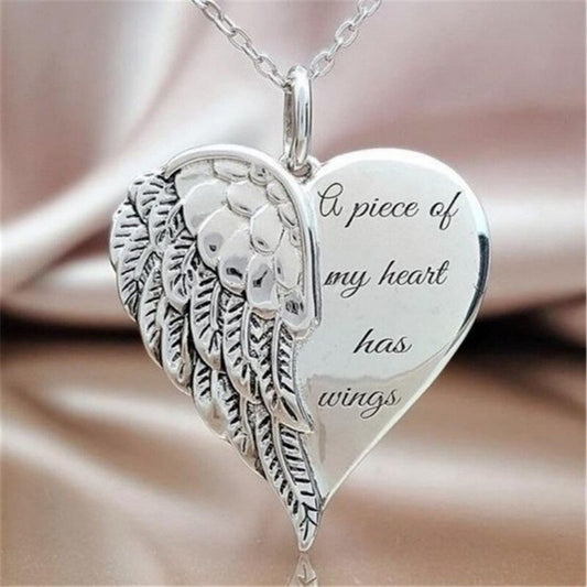 Angel Wings Alloy Pendant Necklace Lettering Metal Personality Necklace For Women Men Jewelry Bijoux Best Gift