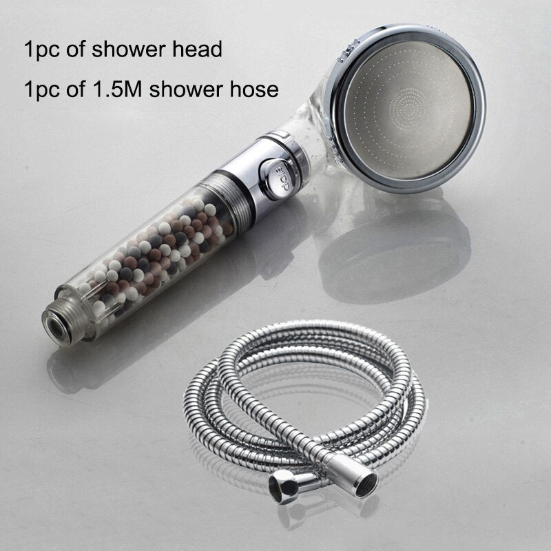 New Tourmaline balls Filter Shower Head Water saving 3 Modes adjustable SPA shower head on/off button high pressure shower