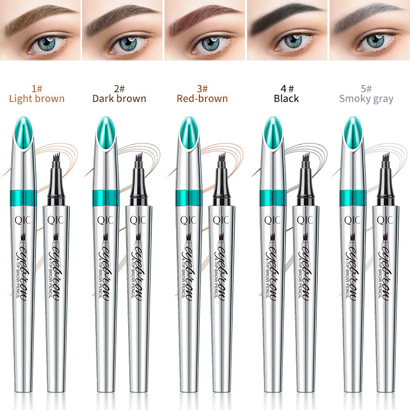 Imitation wild eyebrow waterproof and non smudging four claw forked liquid eyebrow pencil