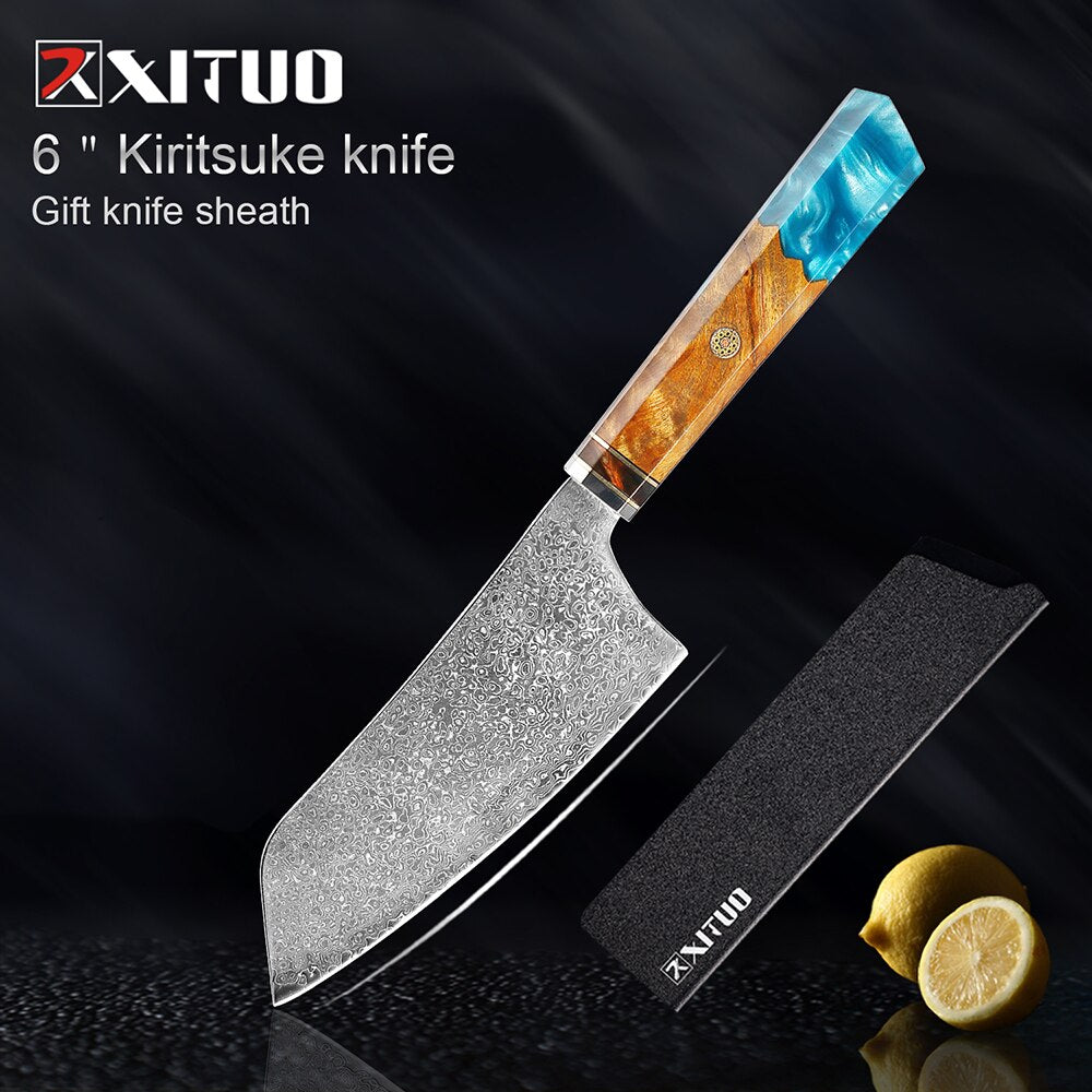 XITUO Damascus Knife Set Kitchen Knife Damascus Steel VG10 Chef Knife Santoku Knives Japanese Knife Home kitchen tools best gift