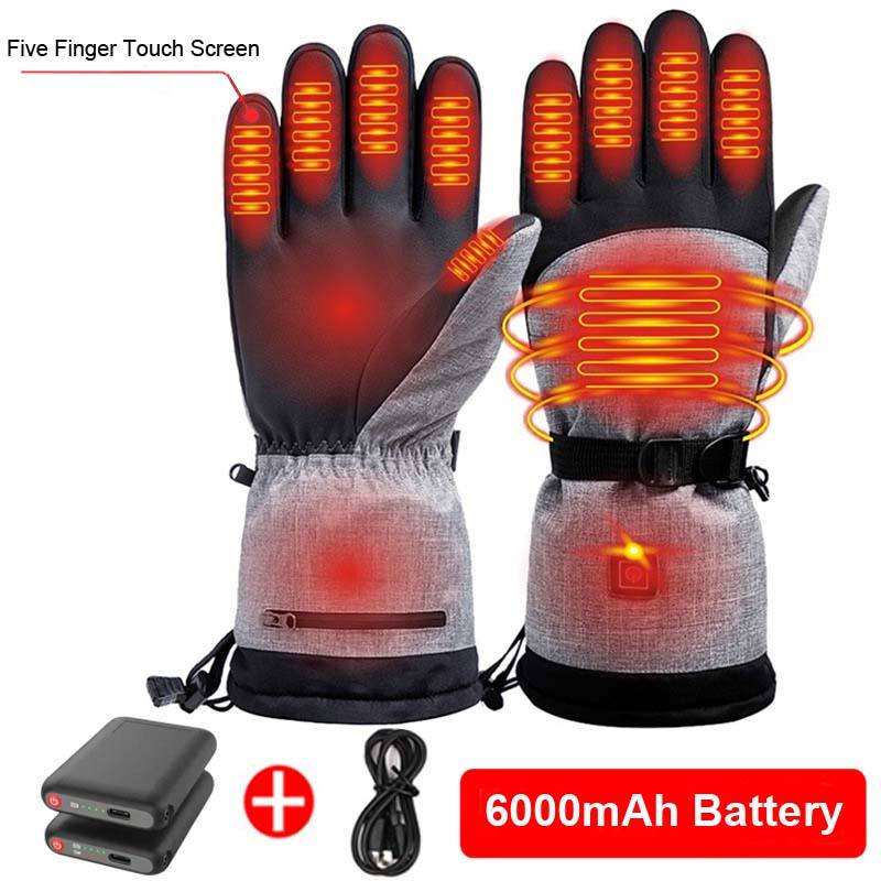 Intelligent Heating Gloves Full Fat Touch Screen Warm Waterproof Outdoor Motor Sports Electric Heating Ski Gloves