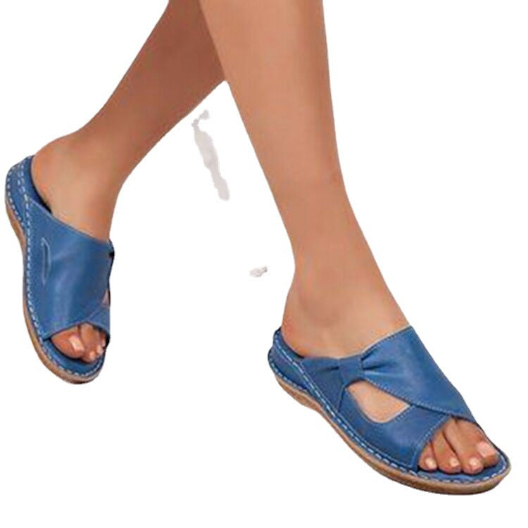 Spring and summer plus size cool slippers for women flat bottomed outer slippers