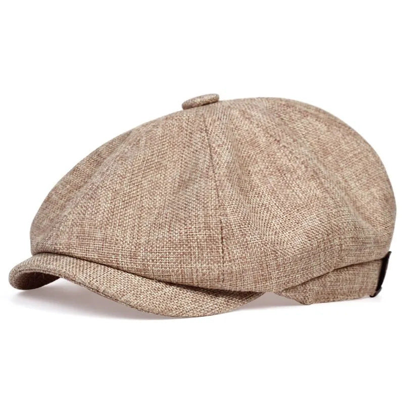 Octagonal hat men's spring and summer thin linen breathable duckbill hat men's retro beret painter hat