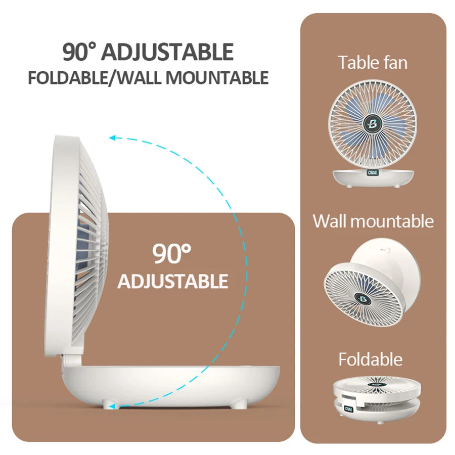 Best Sellers 2IN1 Folding Desktop Fan Portable Air Conditioner Wall Mounted Fan Rechargeable With 3 Gears for Home Office