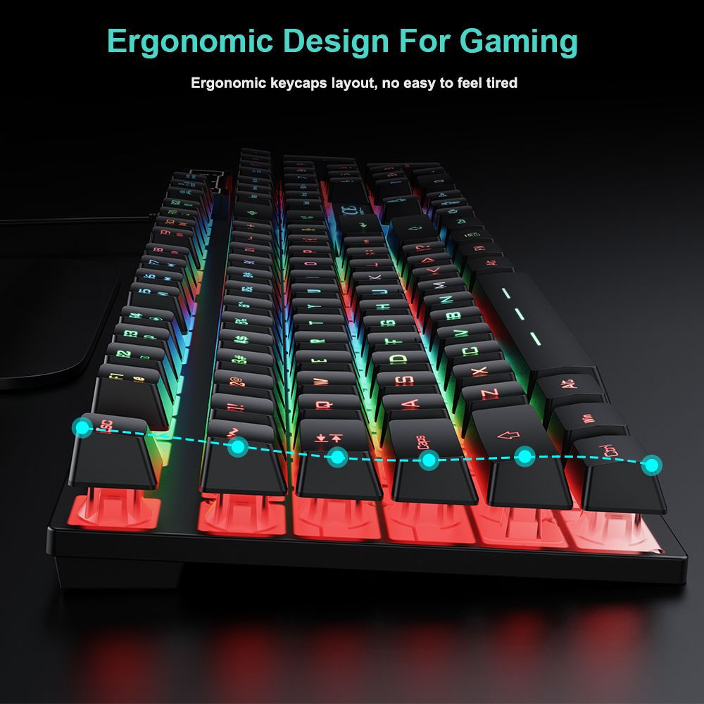 Wired gaming keyboard floating keycap rainbow backlit keyboard and mouse set AN-300