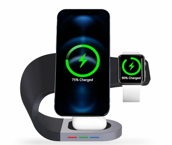 Magnetic suction multifunctional wireless charger suitable for iwatch watches mobile phones AirPod headphones three in one