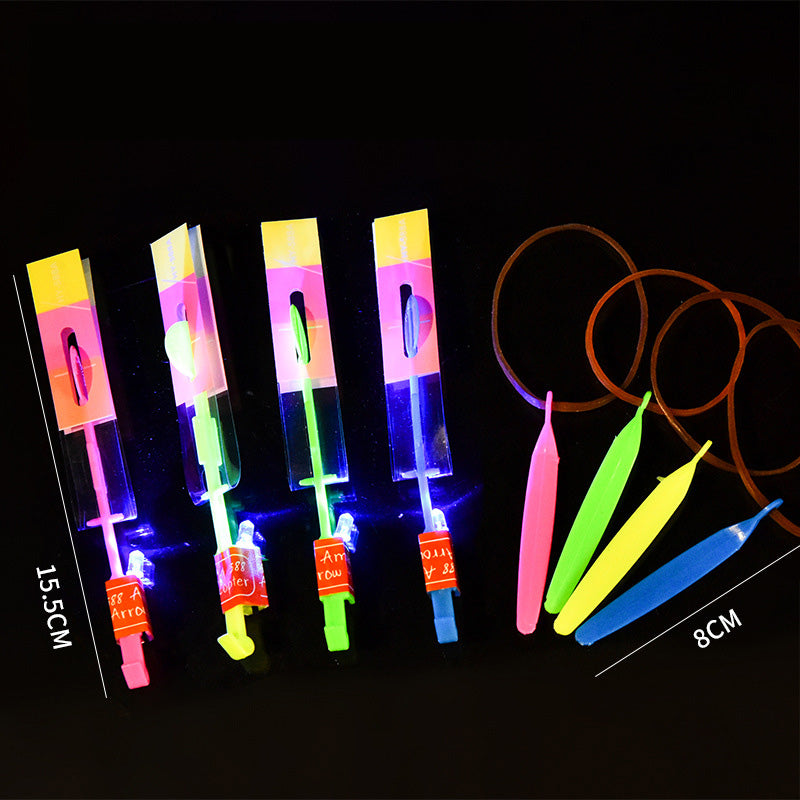 Children's Luminous Slingshot Flying Arrow Flash Flying Sword Catapult Rocket Flying Bamboo Dragonfly Square Night Market Stall Toy 10pcs
