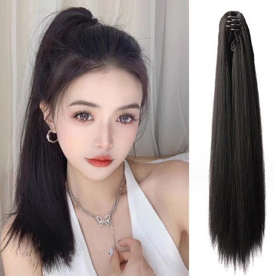 Grab clip ponytail wig female straight hair ponytail mini small grab clip ponytail long straight hair chemical fiber wig high ponytail