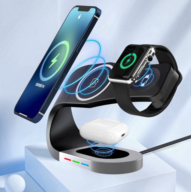 Magnetic suction multifunctional wireless charger suitable for iwatch watches mobile phones AirPod headphones three in one